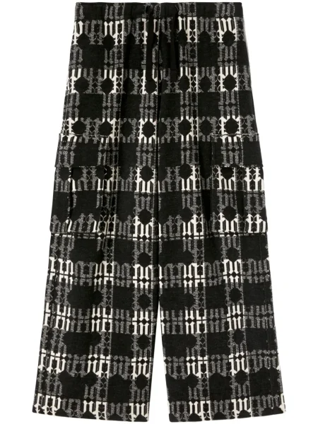Žakárové široké kalhoty Palm Angels černé