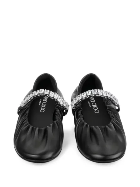 Balerini Jimmy Choo din piele cu bretele negru