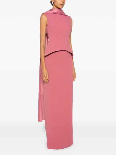 Rochie maxi Solace London drapată roz