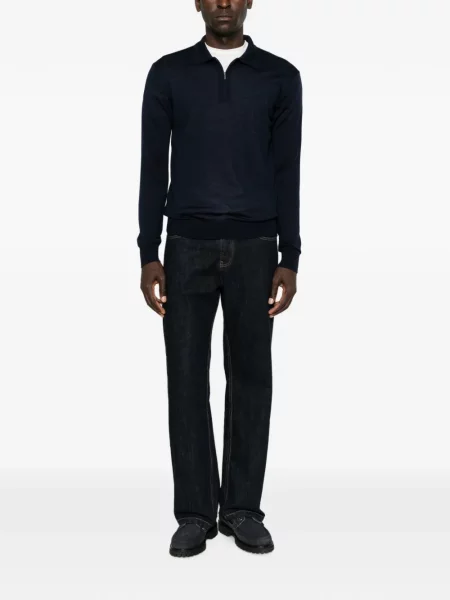 Tricou polo Ferrante tricotate albastru