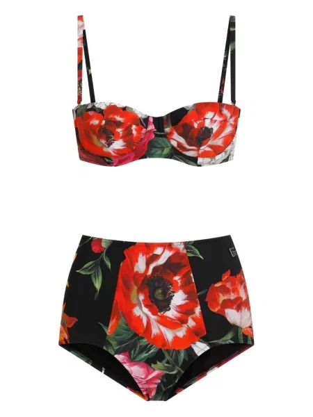 Bikini Dolce & Gabbana cu model floral cu imagine negru