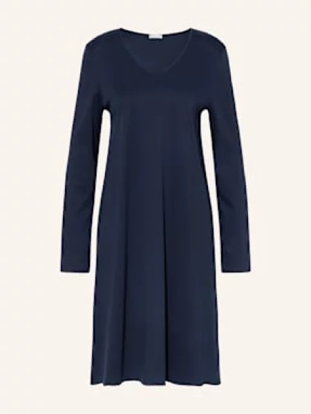 Hanro Koszula Nocna Cotton Silk blau granatowa