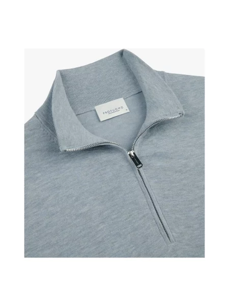 Sweter z dzianiny z mieszanka lyocellu ze stójką Profuomo niebieski