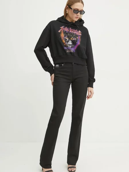 Versace Jeans Couture bluza z kapturem z nadrukiem czarny
