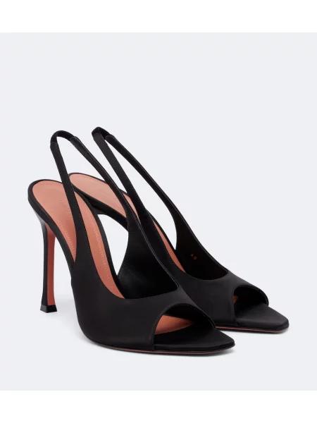 Sandale Amina Muaddi din satin negru