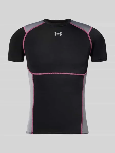 T-shirt sportowy o kroju slim fit z kontrastowymi szwami model HeatGear®' Under Armour czarna
