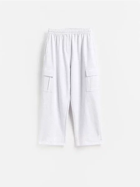 Reserved Pantaloni tip Cargo din molton deschis gri