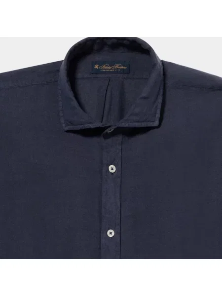 Lniana koszula Brooks Brothers niebieska