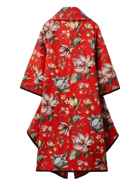 Palton La Doublej cu model floral roșu