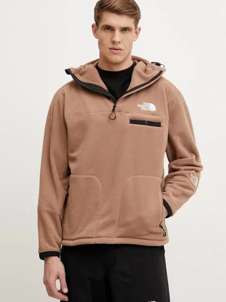 The North Face bluza polarowa TNF X NSE z kapturem gładka brązowy