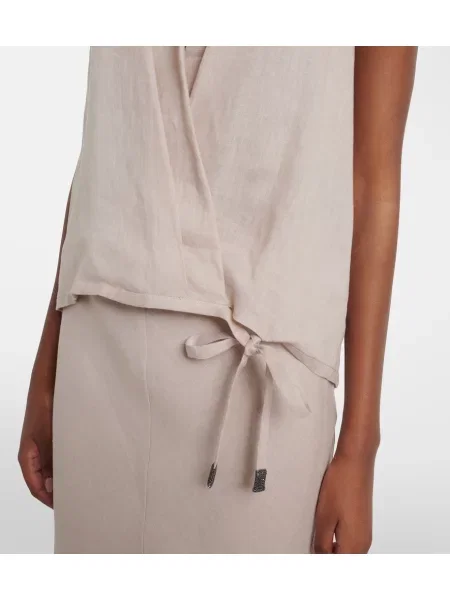 Top Brunello Cucinelli de in cu gât halter plic bej