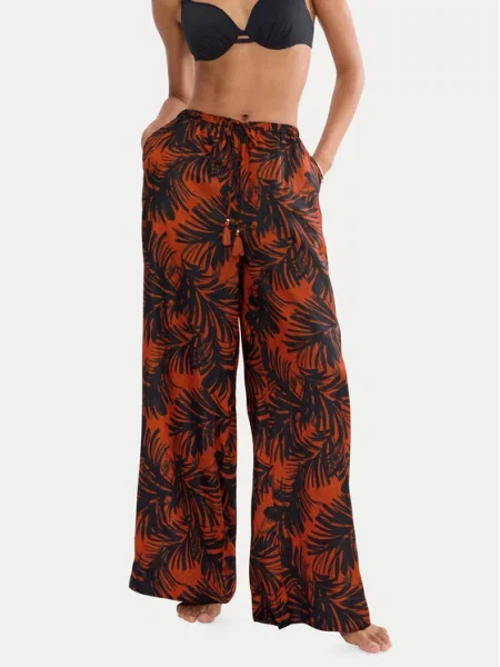 Triumph Medžiaginės kelnės Summer Wide Leg ruda
