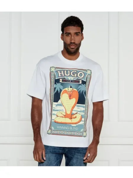 HUGO Póló Dicobri | Oversize fit fehér