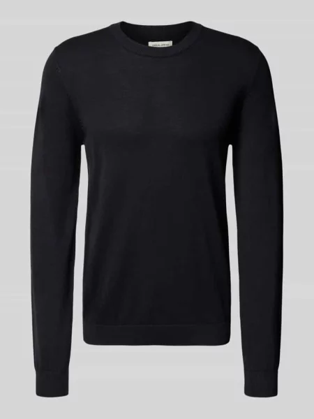 Sweter z dzianiny z okrągłym dekoltem model ‘OSVALD’ Casual Friday granatowy