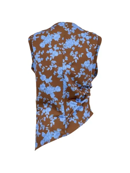Top Clea cu model floral cu imagine asimetric maro