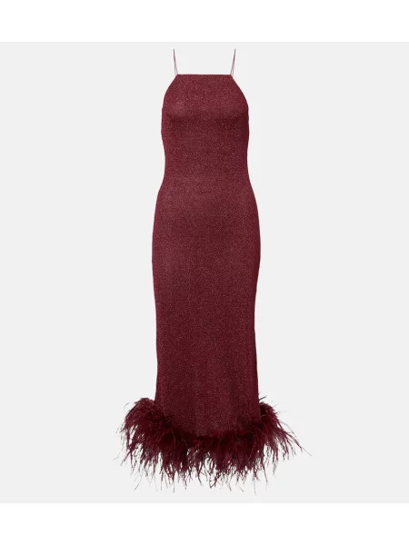 Sukienka midi Oséree do kolan garniturowa bordowa