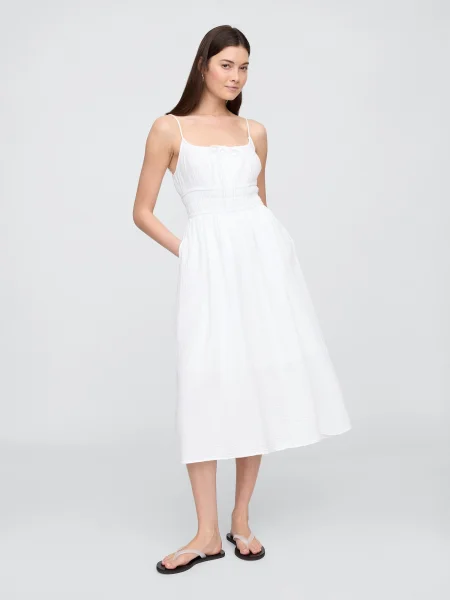 Maksi sukienka maxi Gap muślinowa garniturowa biała