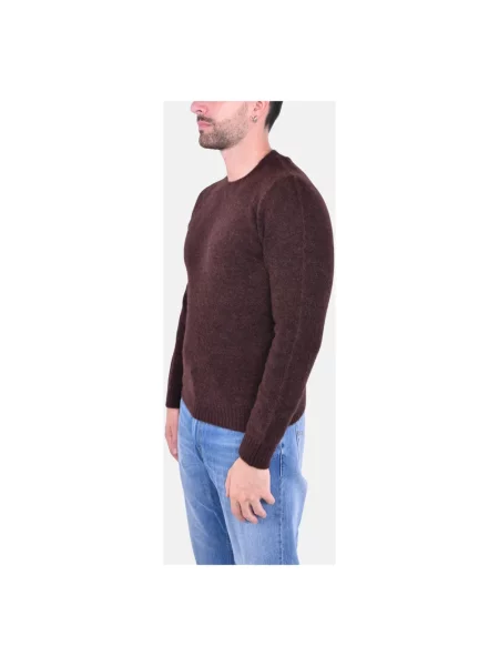 Sweter Mc2 Saint Barth z alpaki z dekoltem w serek brązowy