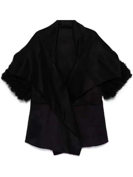 Geacă Alberta Ferretti din piele de oaie negru
