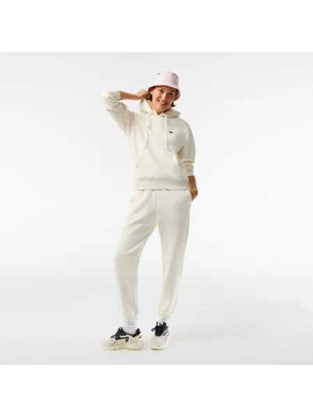 Lacoste Bluza Z Kapturem I Luźnym Krojem Z Mieszanki Bawełny biała