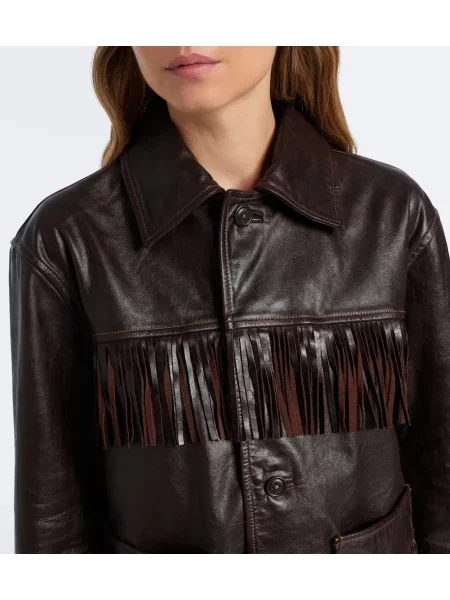 Usnjena jakna Polo Ralph Lauren z obrobami rjava
