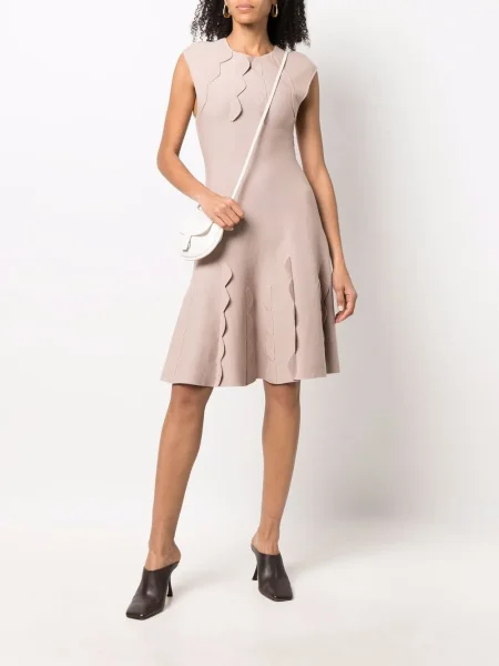 Pletené zvonové oblekové šaty Christian Dior Pre-owned růžové