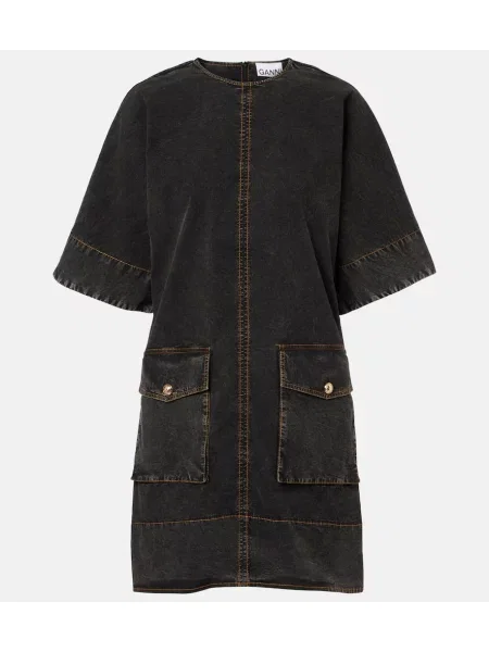 Rochie din denim Ganni negru