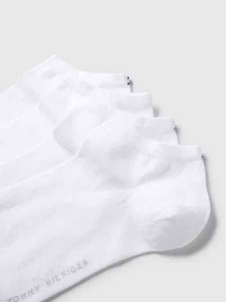 Krótkie skarpety z prążkowanymi ściągaczami w zestawie 4 szt. Tommy Hilfiger białe