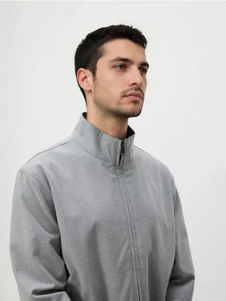 Reserved Geacă cu guler perkins deschis gri