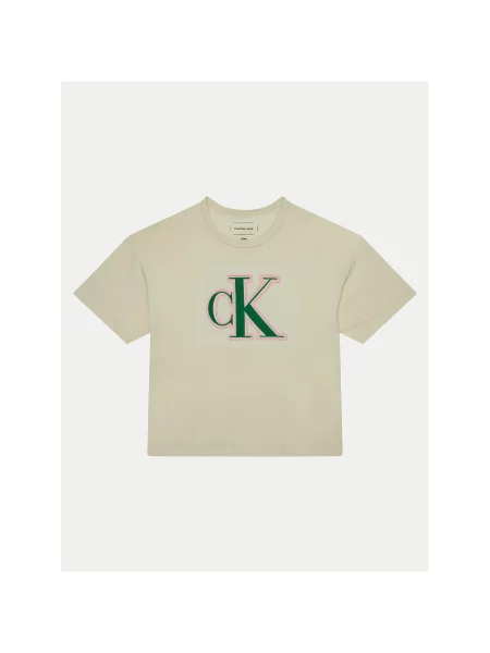 Calvin Klein Jeans Marškinėliai Écru Boxy Fit