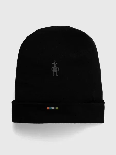 Двостороння шапка Smartwool Thermal Merino Reversible з тонкого трикотажу вовна чорний
