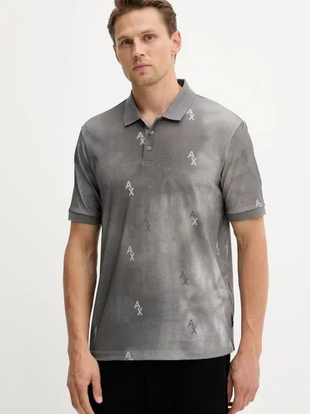 Armani Exchange polo de cu imprimeu gri