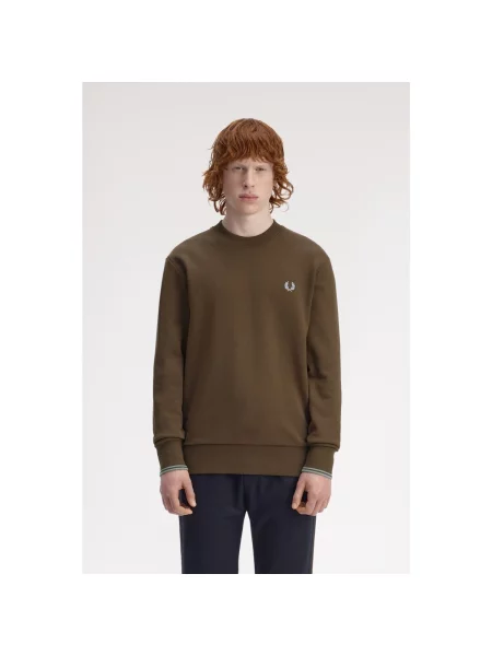 Mikina bez kapucne Fred Perry s okrúhlym výstrihom hnedá
