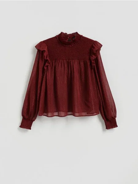 Reserved Блузка з металізованою ниткою бордовий