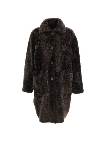 Reversibil haină din piele de oaie Arma din piele de oaie maro