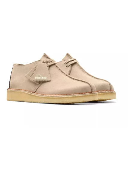 Półbuty Clarks sznurowane zamszowe beżowe