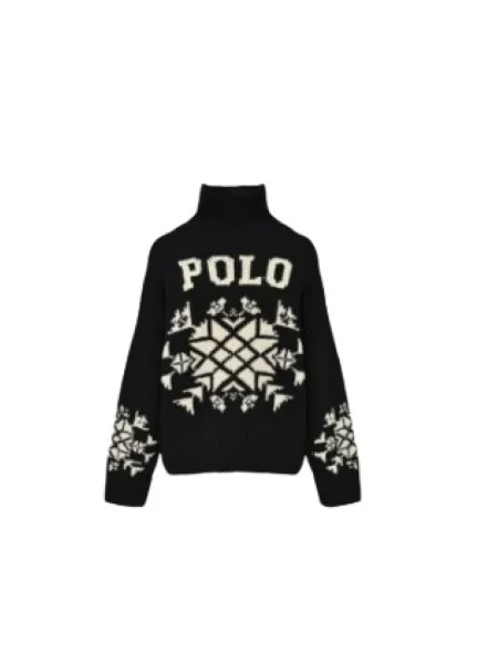 Sweter z golfem Polo Ralph Lauren wełniany czarny