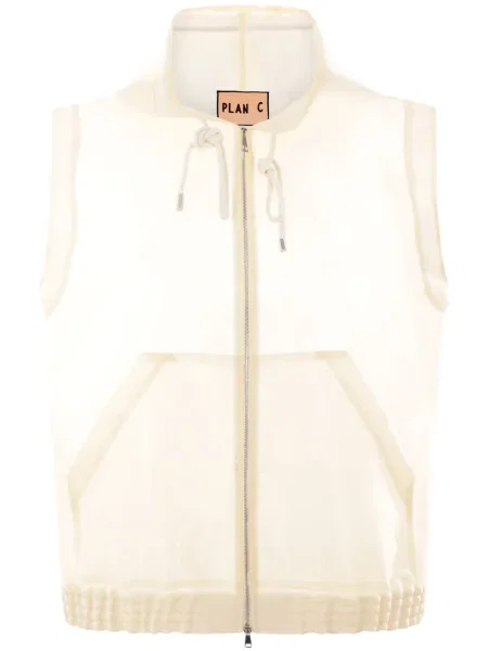 Vestă Plan C cu glugă alb