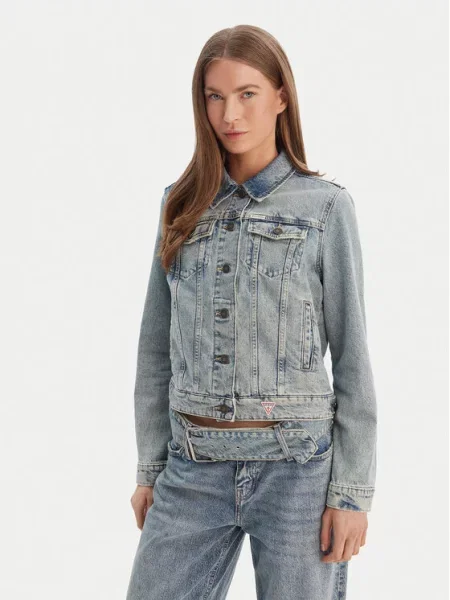 GUESS JEANS Prehodna jakna moder denim modra
