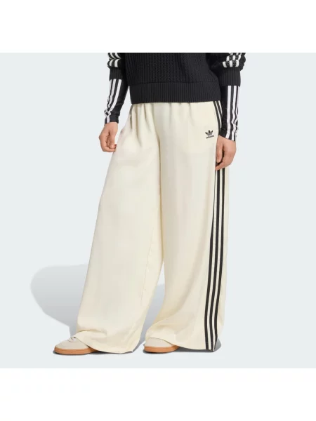 Sportovní kalhoty Adicolor Satin Wide Leg bílé