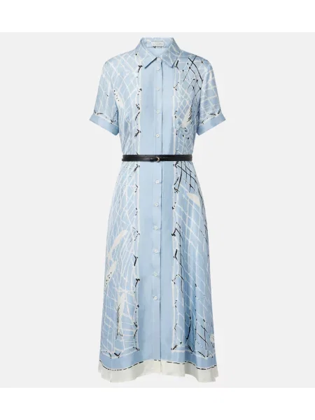 Rochie tip cămașă Altuzarra de mătase cu imagine albastru