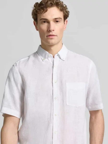 Koszula casual z lnu krój regular fit Christian Berg Men biała