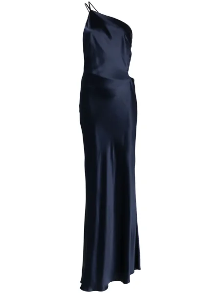 Jedwabna sukienka Michelle Mason asymetryczna niebieska