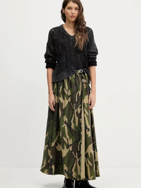 The Ragged Priest spódnica maxi rozkloszowana zielony