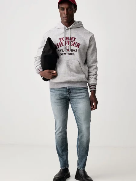 Tommy Hilfiger mikina s kapucňou pánska sivá