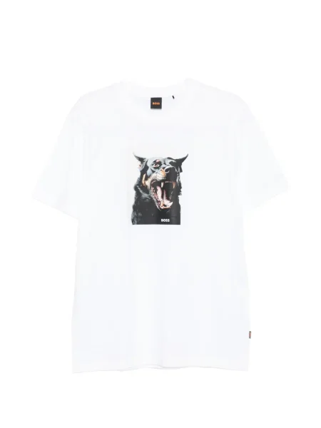 Tricou Boss cu imagine alb