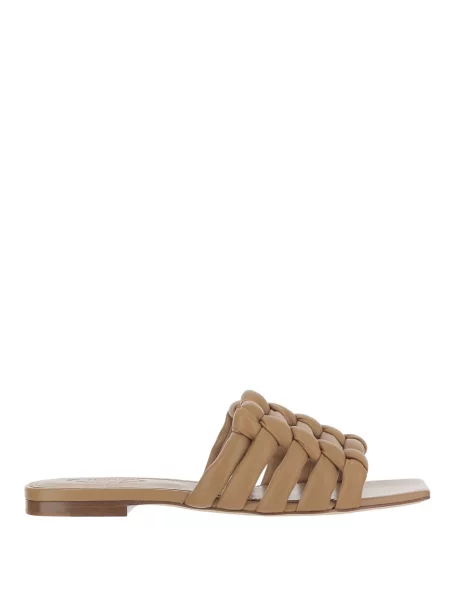 Klapki Tod's skórzane bez obcasa wsuwane beżowe