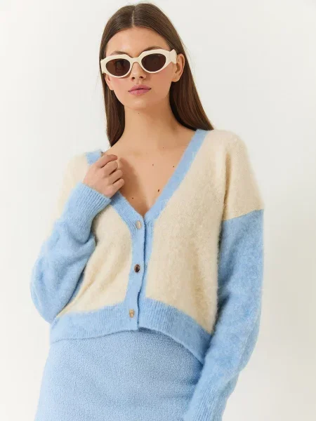 Bianco Lucci Geacă tricotată / azuriu bej