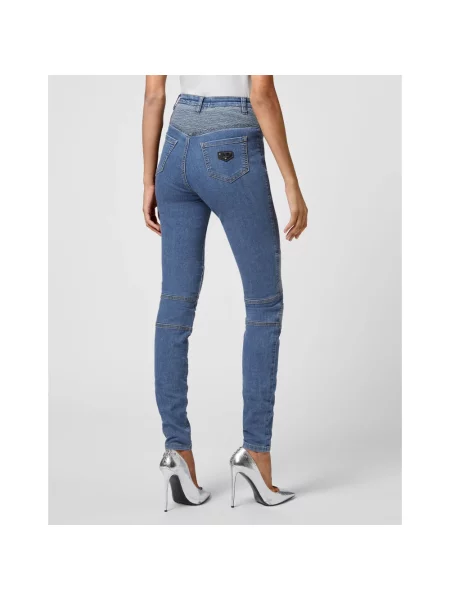 Skinny jeansy skinny Philipp Plein niebieskie