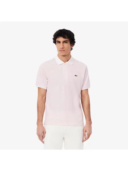 Lacoste Koszulka Polo W Paski Classic Fit różowa